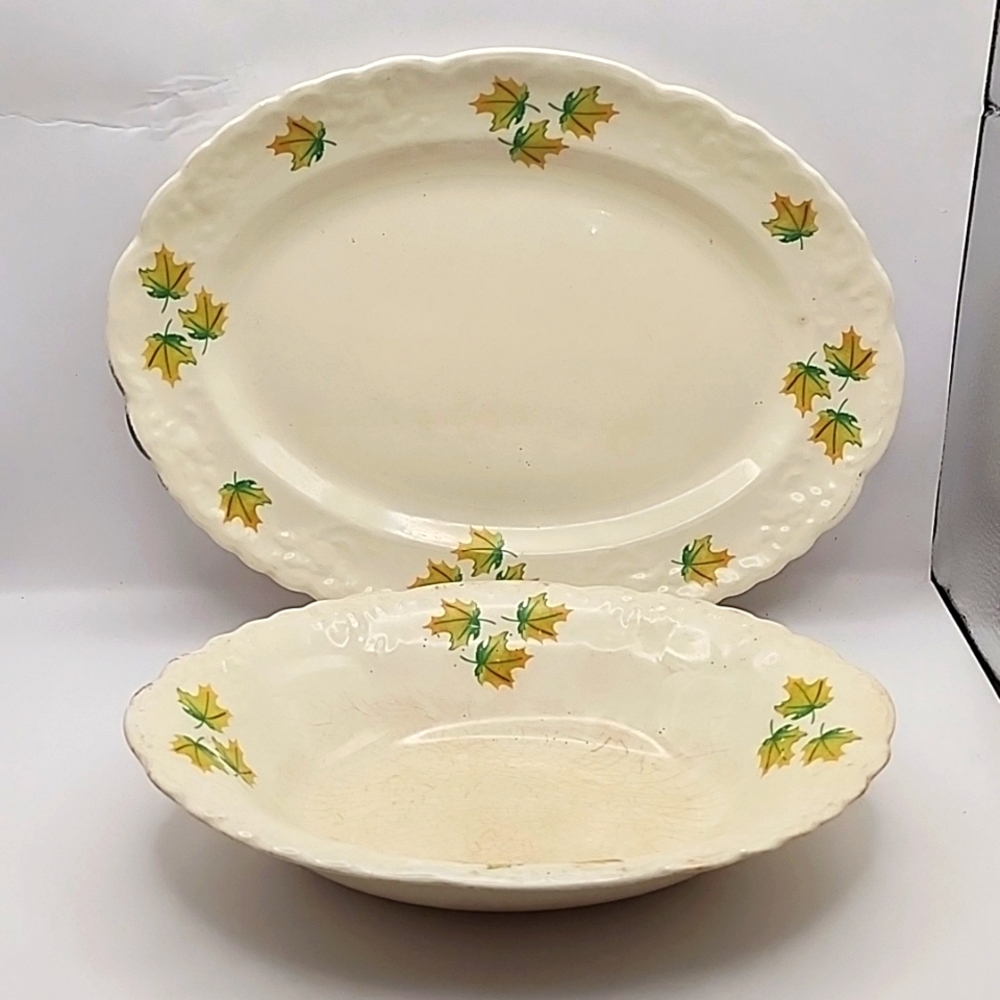 Vintage 1940s Taylor Smith Taylor Serving Platter & Bowl